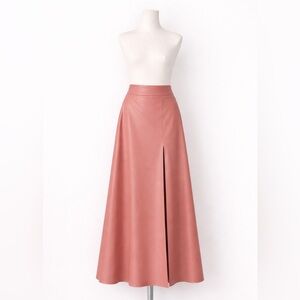 Elegant A-Line faux leather maxi  Skirt in Rose
